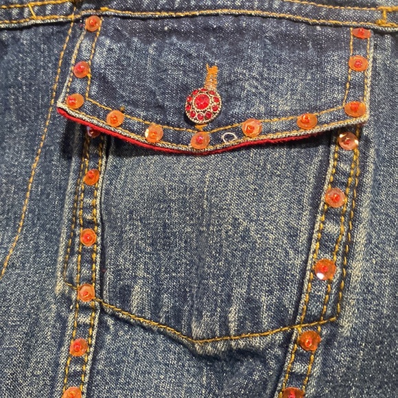 Women’s unique blue denim jacket for women size medium vintage bling - Picture 11 of 12